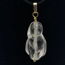 Load image into Gallery viewer, Hand Carved Quartz Female Laughing Buddha Pendant with 14K Gold Findings|1 3/4"|