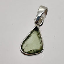 Load image into Gallery viewer, Moldavite 8.22ct Sterling Silver Triangle Pendant | 1" Long | Green | 1 Pendant|