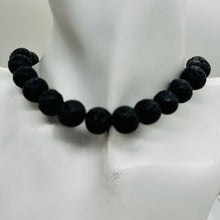 Load image into Gallery viewer, Lava Natural Round Bead Strand | 15.5" Long | Black | 32 Beads |