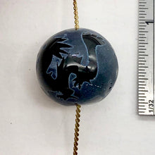 Load image into Gallery viewer, 1 Etched Dragon Phoenix Sardonyx 20mm Bead 10277 | 20mm | Black and White