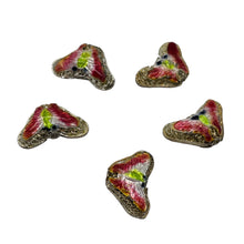 Load image into Gallery viewer, Lime & Cherry Cloisonne 16x10mm Butterfly Pendant Beads 8635B