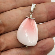 Load image into Gallery viewer, Conch Shell Pear Shaped Sterling Silver Pendant | 2" Long | Pink White |