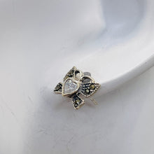 Load image into Gallery viewer, Butterfly Marcasite CZ Sterling Silver Earrings | 3/8" | Silver | 1Pair |