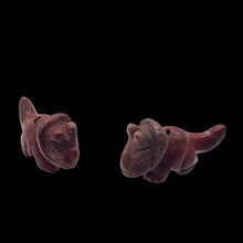 Load image into Gallery viewer, Dinosaur 2 Carved Brecciated Jasper Triceratops Beads | 22x12x8mm | Red