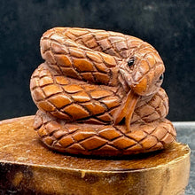 Load image into Gallery viewer, Year of the Snake 2025 Coiled Boxwood Bead | 1 Netsuke | | 17x22x23mm | Brown
