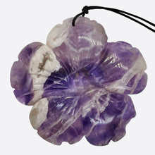 Load image into Gallery viewer, Amethyst Carved Pendant Flower | 55x8mm | Purple White | 1 Bead |