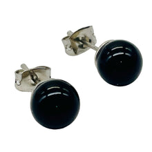 Load image into Gallery viewer, Fashion Onyx Stud Round Earrings | 8mm | Black | 1 Pair |