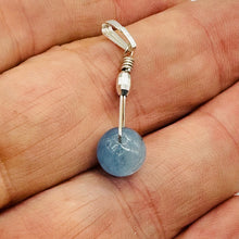 Load image into Gallery viewer, Aquamarine Sterling Silver Wire Wrap Spinner Pendant | 1" Long | Blue |