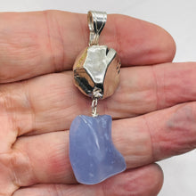 Load image into Gallery viewer, Blue Chalcedony Wire Wrap Sterling Silver Designer Pendant | 2 1/4" Long | Blue|