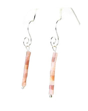 Load image into Gallery viewer, Pink Mother of Pearl & 925 Sterling Silver Earrings with Spiral Hook 6420