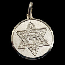 Load image into Gallery viewer, Star of David with Chai Sterling Silver Round Charm | 1" Long | Silver| 1 Charm|