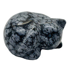 Load image into Gallery viewer, Hand-Carved Sleeping Cozy Kitty Cat | 40x37x21mm | Black White | 1 Figurine | | 40x37x21mm | Black White