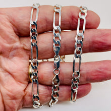Load image into Gallery viewer, 20" Heavy Figaro Sterling Silver Chain Necklace | 7 mm Wide | 30 Grams |