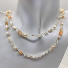 Load image into Gallery viewer, Peach, White Pearl and Moonstone Random | 40" | Peach White Clear | 1 Necklace |