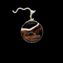Load image into Gallery viewer, Sardonyx Agate 40mm Coin Sterling Silver Pendant | Black | 2" Long |
