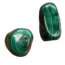 Load image into Gallery viewer, Malachite Polished Gemstone Nugget | 37x25 to 25x17mm|Green| 2 Display Specimen|