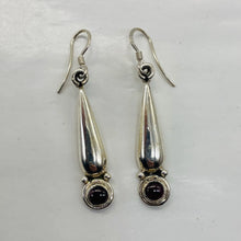 Load image into Gallery viewer, Unique Sophistication Garnet Sterling Silver Earrings | 1 3/4" Long | 1 Pair |