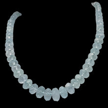 Load image into Gallery viewer, Aquamarine Gem Graduated Faceted Rondelle Bead Strand| 12x7 - 6x4mm| Blue|79 Bds