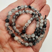 Load image into Gallery viewer, Shine! Natural Untreated Tourmalated Quartz Faceted Round Bead Strand | 6 mm |