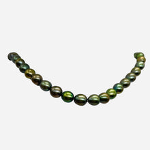 Load image into Gallery viewer, Fresh Water Pearls 16" Strand | Oval | 8x7mm | Rainbow Evergreen | 50 Pearls |