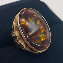 Load image into Gallery viewer, Natural Fire Agate 14K Gold Ring Size 7.75 Red Green Gold 25x15mm 15g