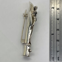 Load image into Gallery viewer, Cupid with Flute Sterling Silver Long Bell Pin | 2" Long | Silver | 1 Lapel Pin|