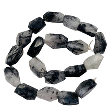 Load image into Gallery viewer, Rutilated Quartz 15" Strand | 21x13x19 to 25x13x14 | White Black | 18 Beads |
