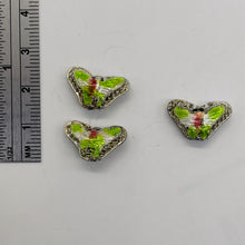 Load image into Gallery viewer, Spring Green Cloisonne Butterfly Pendant Beads | 16x10x6mm | 3 Beads |