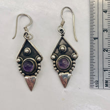 Load image into Gallery viewer, Amethyst Sterling Silver Antiqued Earrings | 1 1/2" Long | Purple | 1 Pair |