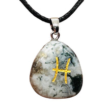 Load image into Gallery viewer, Zodiac Pisces Indian Agate Stone Oval Pendant | 1 1/2" Long | Green | 1 Pendant|