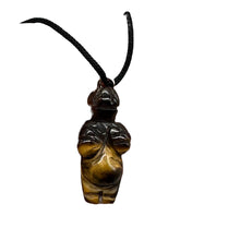 Load image into Gallery viewer, Tigereye Stone Goddess Pendant Necklace | 3/4' Long | Bronze | 1 Pendant |