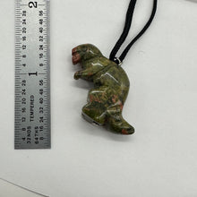 Load image into Gallery viewer, Unakite Tyrannosaurus Rex Dinosaur Pendant Necklace | 3/4' Long | Green, Pink |