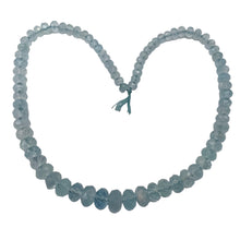 Load image into Gallery viewer, Aquamarine Gem Graduated Faceted Rondelle Bead Strand| 12x7 - 6x4mm| Blue|79 Bds