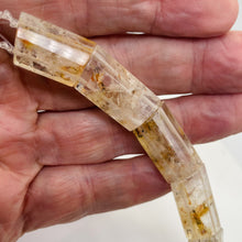 Load image into Gallery viewer, Gold Rutilated Quartz Rectangular Bead Strand | 23x15x7mm| Clear Gold| 19 Beads|