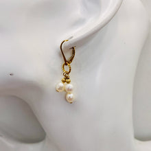 Load image into Gallery viewer, Faceted Pearl 14K Gold Filled Lever Back Earrings | 1 1/2" Long| White| 1 Pair |