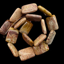 Load image into Gallery viewer, Fossilized Coral Rectangle Pendant Beads | 24x17x7mm | Red, Brown | 4 Beads |