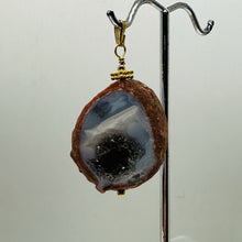 Load image into Gallery viewer, Blue Chalcedony Druzy Circe's Cave 14K Gold Filled Pendant | 1 3/4"Long |