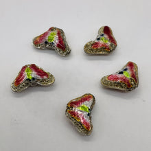 Load image into Gallery viewer, Lime & Cherry Cloisonne 16x10mm Butterfly Pendant Beads 8635B