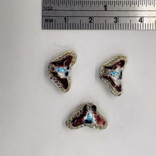 Load image into Gallery viewer, Cloisonne Butterfly Pendant Beads | Purple, Blue, Silver | 16x10x6mm | 3 Beads |