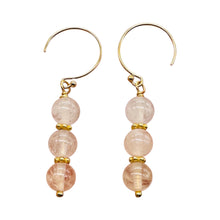Load image into Gallery viewer, Morganite AA A Beads Rose Gold Earrings | 1" Long | 1 Pair |