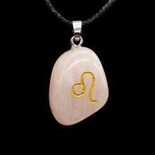Load image into Gallery viewer, Zodiac Leo Rose Quartz Stone Oval Pendant| 1 1/2" Long | Pink| 1 Pendant |