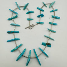 Load image into Gallery viewer, Natural Turquoise Fancy Drop Silver Tube Bead Necklace 200004