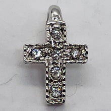 Load image into Gallery viewer, Tiny Sterling Silver Cubic Zirconia Cross | 1/2" Long | Silver | 1 Pendant |