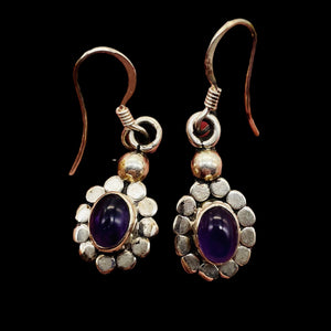 Amethyst Sterling Silver Drop Earrings | 1" Long | Purple | 1 Pair |