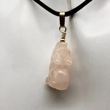 Load image into Gallery viewer, Rose Quartz Wolf Pendant Necklace | Semi Precious Stone Jewelry | 14k Pendant