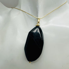 Load image into Gallery viewer, Natural Blue Tiger Eye Faceted Flat Oval Nugget Pendant 2" Blue Black Gemstone