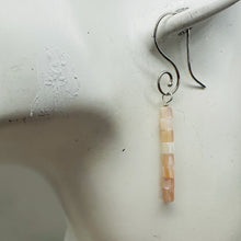 Load image into Gallery viewer, Pink Mother of Pearl Sterling Silver Earrings with Spiral Hook | 1 3/4" Long |