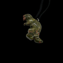 Load image into Gallery viewer, Unakite Tyrannosaurus Rex Dinosaur Pendant Necklace | 3/4' Long | Green, Pink |