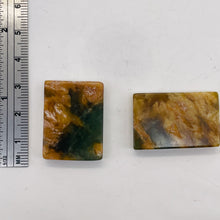 Load image into Gallery viewer, Jade Flowering Flat Rectangle Beads| 22x20x6mm | Pinkish brown green | 2 Beads|