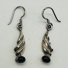 Load image into Gallery viewer, Unique! Onyx Flame Solid Sterling Silver Earrings | 1 1/2" Long |